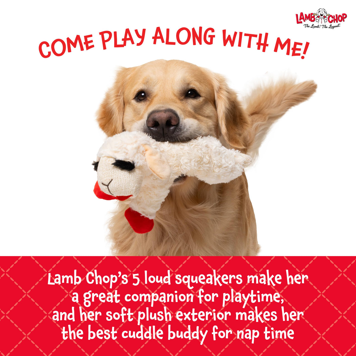 MultiPet MU48375 Plush Dog Toy, Lambchop, 10'', White