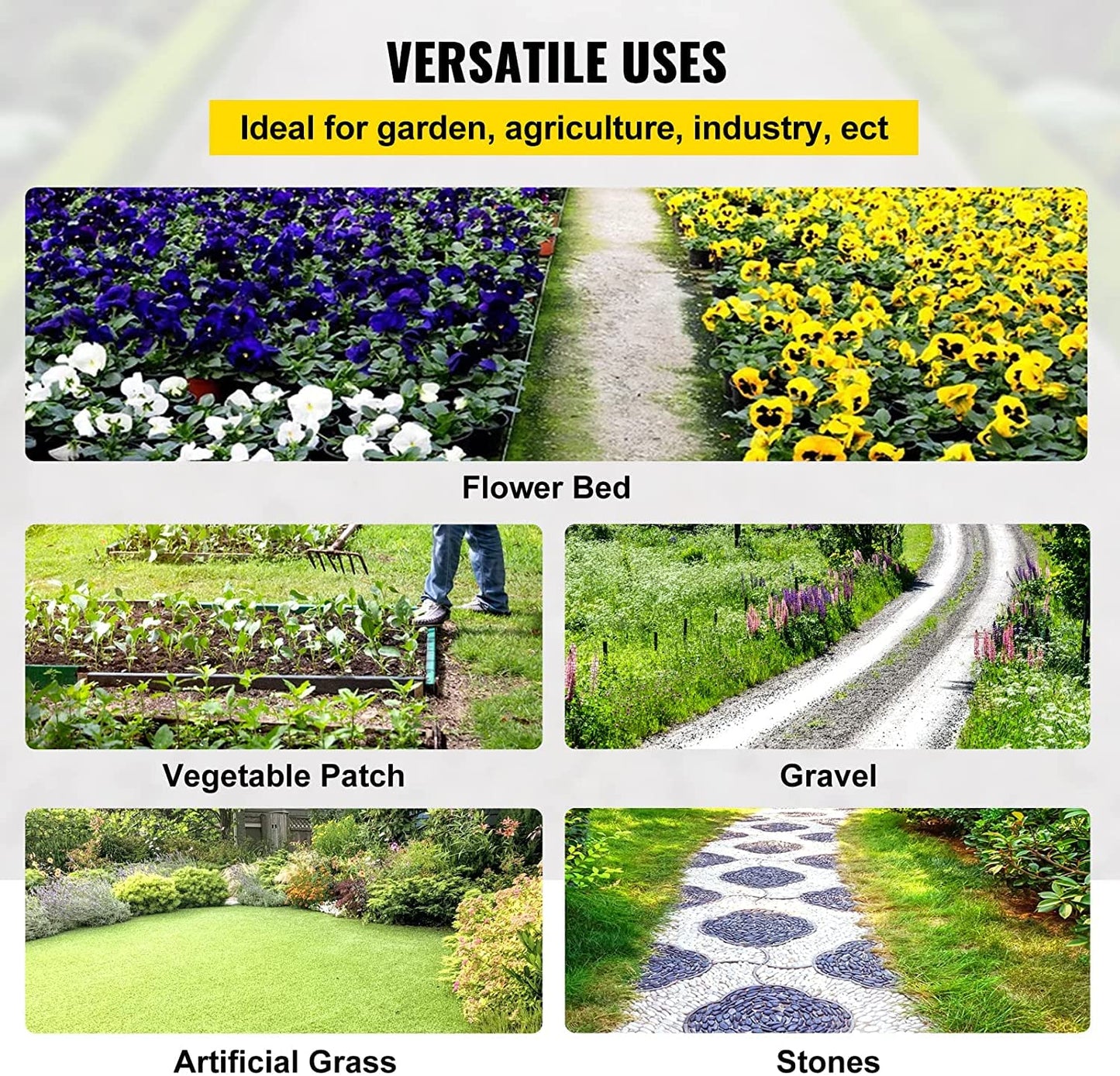 VEVOR 6.5FTx300FT Premium Weed Barrier Fabric Heavy Duty 3OZ, Woven Weed Control Fabric, High Permeability Good for Flower Bed, Geotextile Fabric for Underlayment, Polyethylene Ground Cover