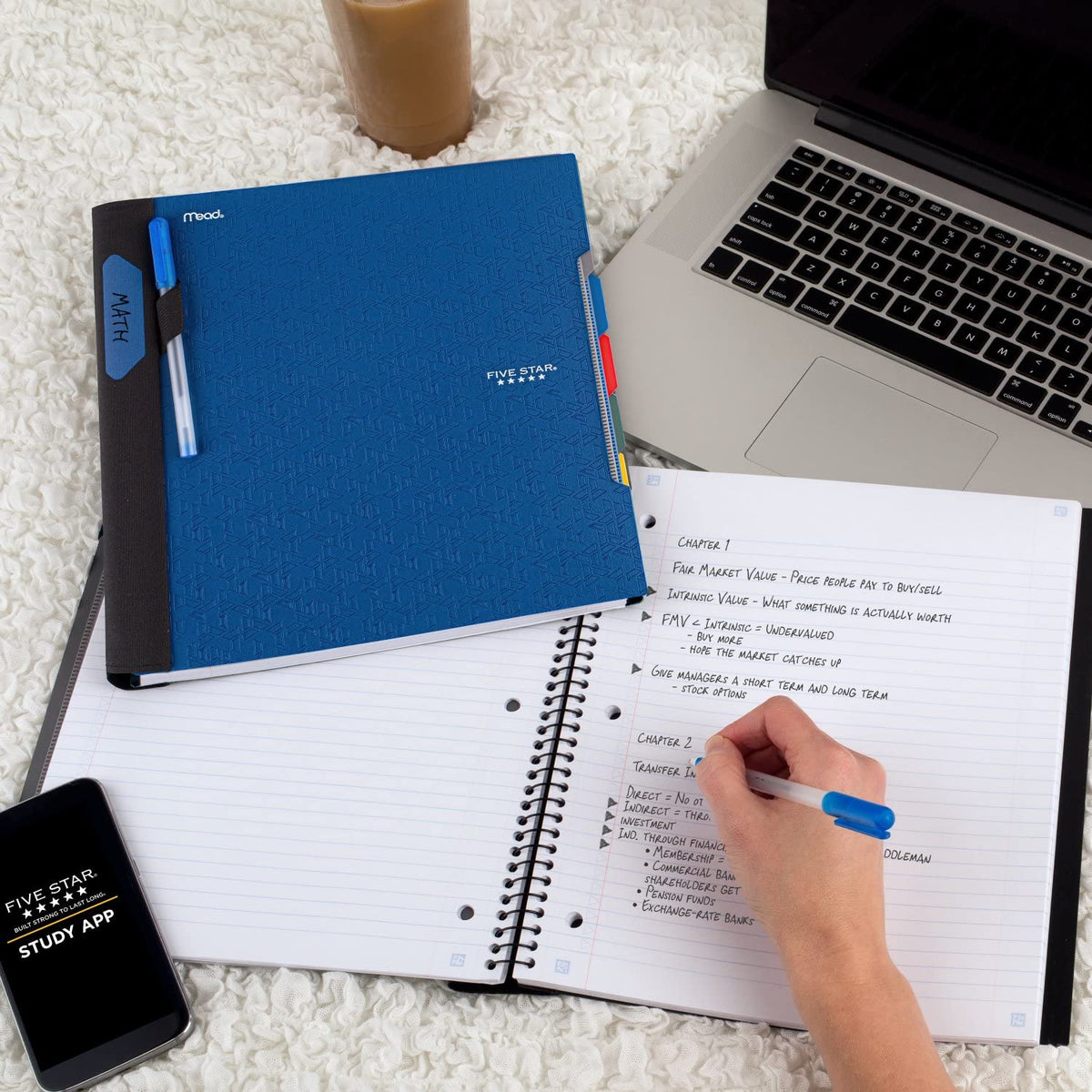 Five Star Advance Spiral Notebook-Standard Size, 5 Subject, College Ruled, 8.5 x 11 Inch Sheet Size, Blue (73150)