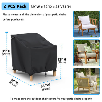 Gasadar Patio Chair Cover-2 Pack, Heavy Duty Waterproof UV Resistant Anti-Fading Chair Covers for Lawn Outdoor Furniture Chairs,35"W x 38"D x 31"H 🍁 All In One Marketplace Canada