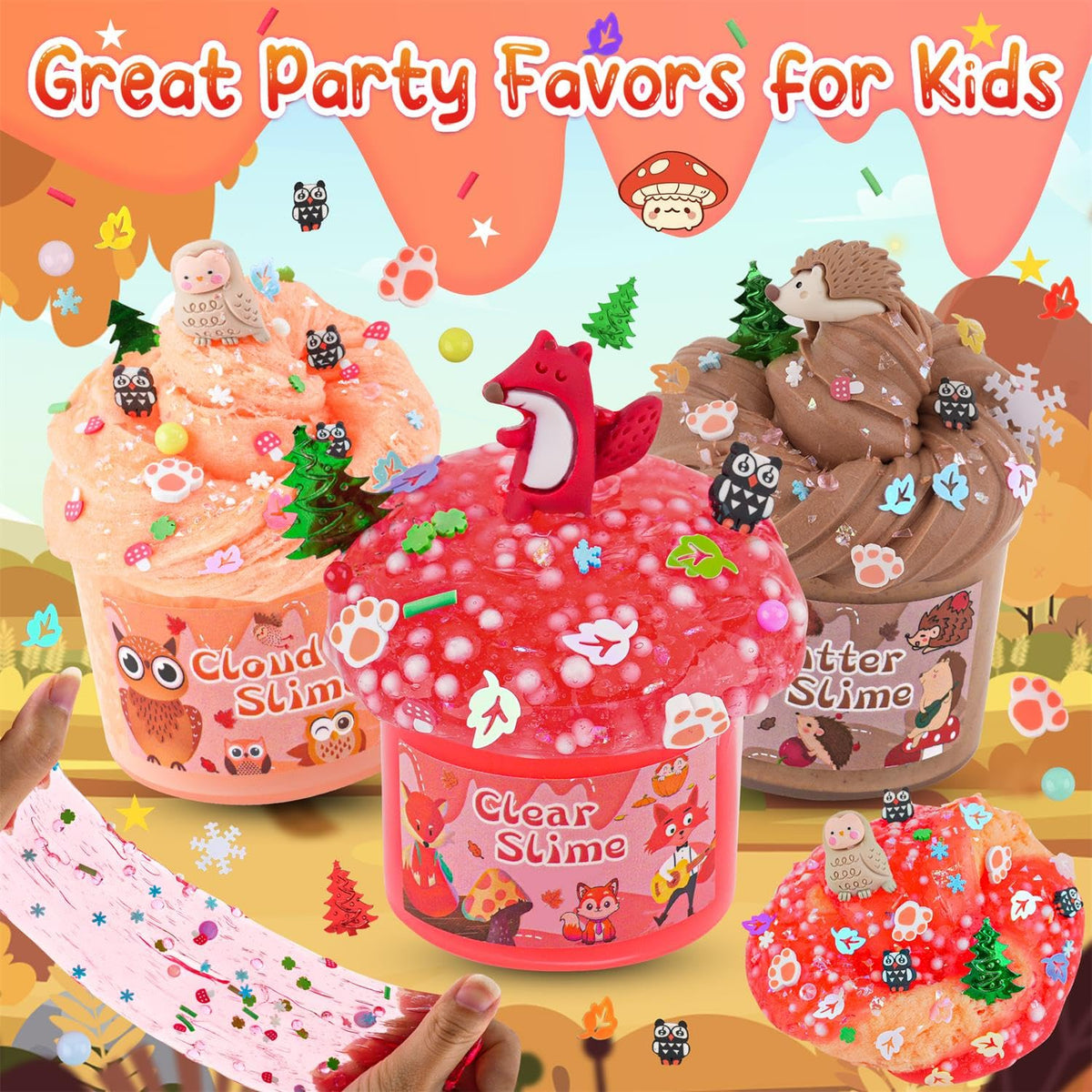 LAWOHO 6 Packs Slime Kit -Cloud, Butter, Clear Slime, Slimes for Kids with Forest Charms & Add-ins, Non Stick Slime Making Kit for Kids Party Favors, 360ml Slimes Kits for Birthday Halloween Christmas 🍁 All In One Marketplace Canada