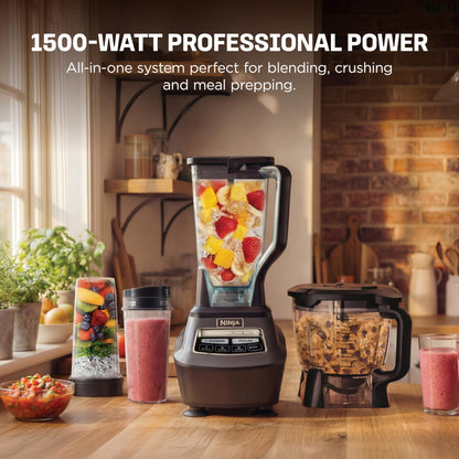 Ninja Kitchen System | All-in-One Food Processor & Blender for Smoothies | Includes Pitcher, (2) 16 oz. to-Go Cups & 8-Cup Bowl | Makes Salsa, Dough, Shakes, & Frozen Drinks | 1500W | Black | BL770 - Available at All In One Marketplace Canada