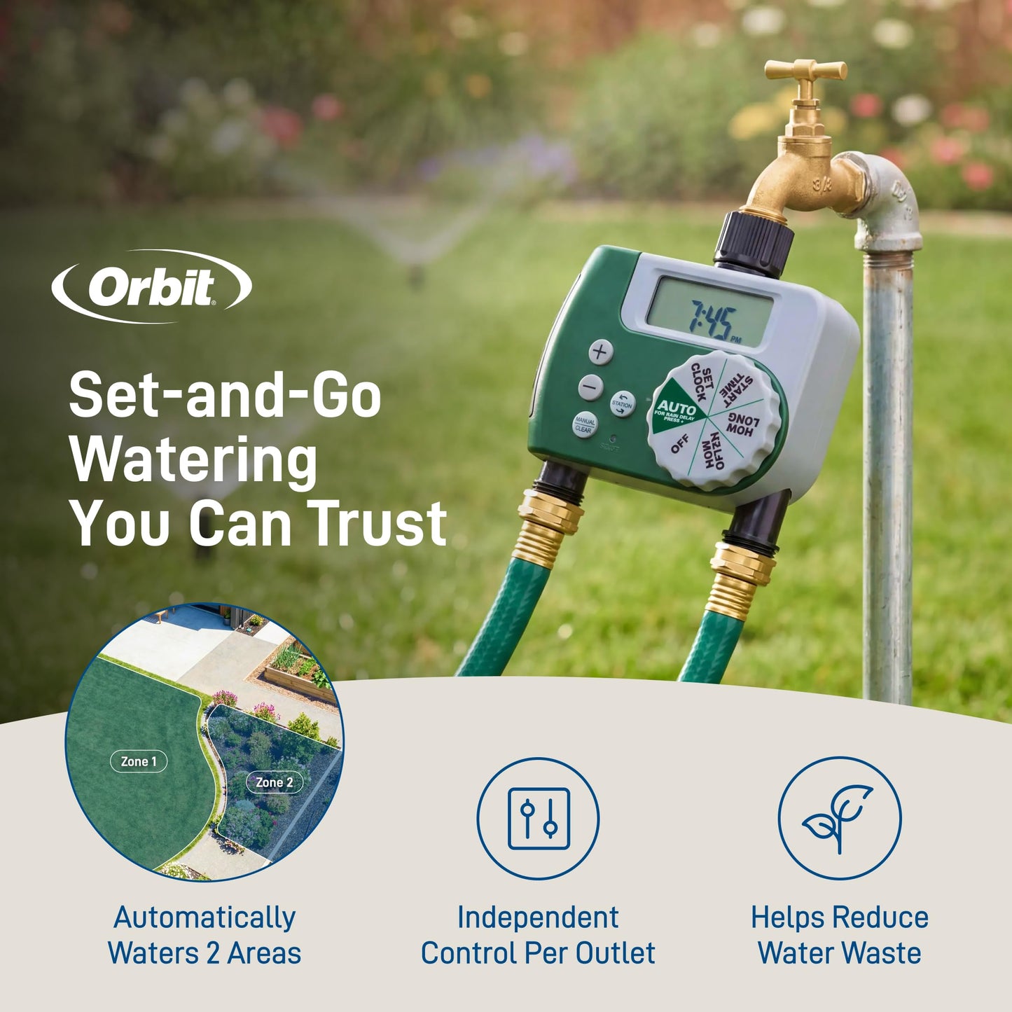 Orbit 58910 2-Outlet Programmable Digital Hose Watering Timer Orbit