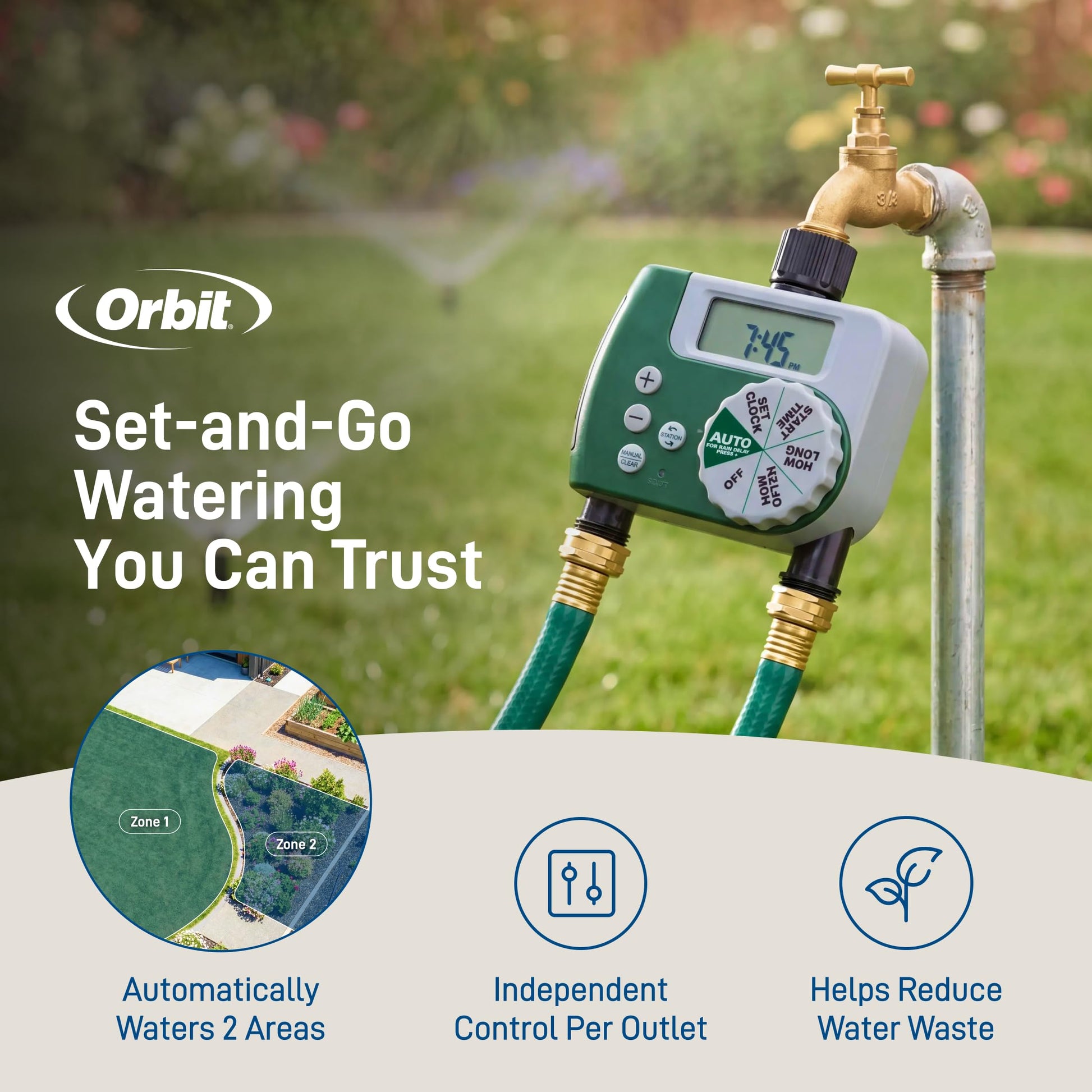 Orbit 58910 2-Outlet Programmable Digital Hose Watering Timer Orbit