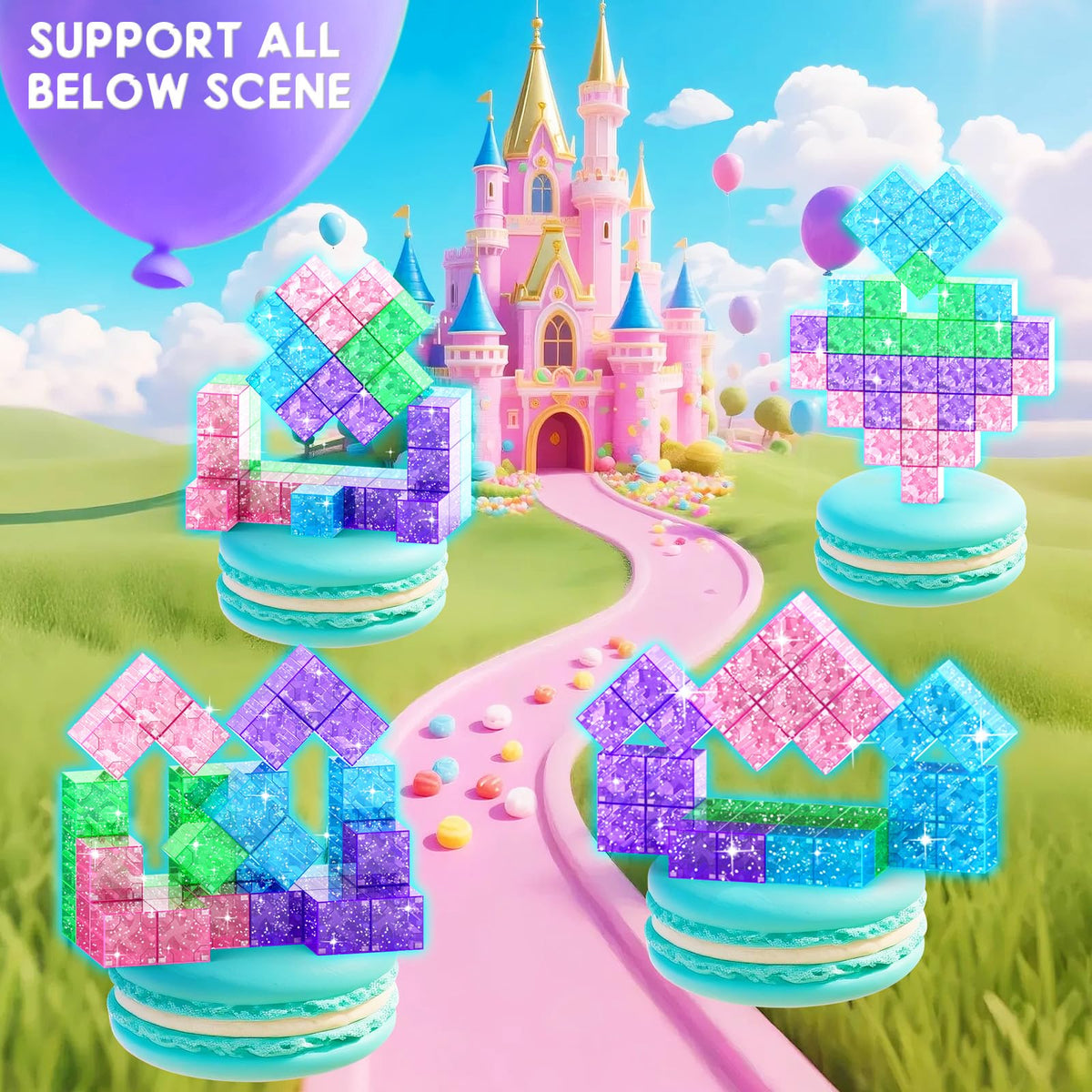 CZCUUDZ Magnetic Blocks Travel, 35PCS Mini Magnetic Blocks for Toddlers, STEM Building Cubes with Portable Iron Box, Magnetic Building Blocks for Kid Ages 3 4 5 6 7 8 Christmas Birthday Gifts, Glitter 🍁 All In One Marketplace Canada