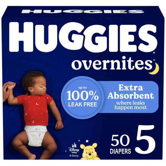 Huggies Overnites Size 5 Overnight Diapers (27+ lbs), 50 Ct