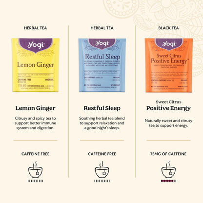 Yogi Organic Tea Collection Gift Box - 6 Wellness Blends, 45 Tea Bags