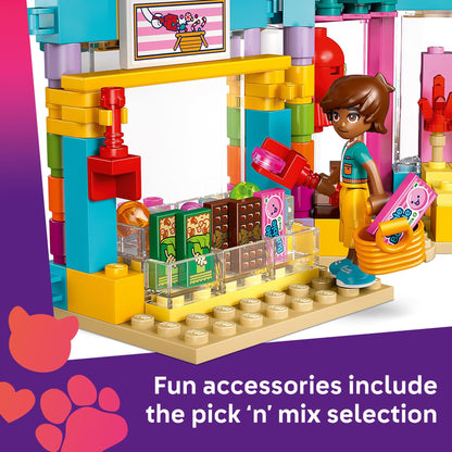 LEGO Friends Heartlake City Candy Store Building Toy - Pretend Play Set for Kids, Girls and Boys, Ages 6+ - with 2 Minidolls, a Micro-Doll, and a Cat Figure - Gift Idea for Birthday - 42649