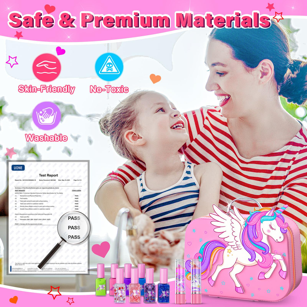 Glisiol Kids Nail Polish Set for Girls Toys, Washable Quick-Dry Toddler Nail Art Kit with Air Cooling Dryer and Cosmetic Case, Christmas or Birthday Gifts for Girls Ages 3 4 5 6 7 9 10 11 12-Pink 🍁 All In One Marketplace Canada