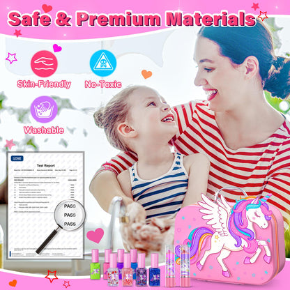 Glisiol Kids Nail Polish Set for Girls Toys, Washable Quick-Dry Toddler Nail Art Kit with Air Cooling Dryer and Cosmetic Case, Christmas or Birthday Gifts for Girls Ages 3 4 5 6 7 9 10 11 12-Pink 🍁 All In One Marketplace Canada