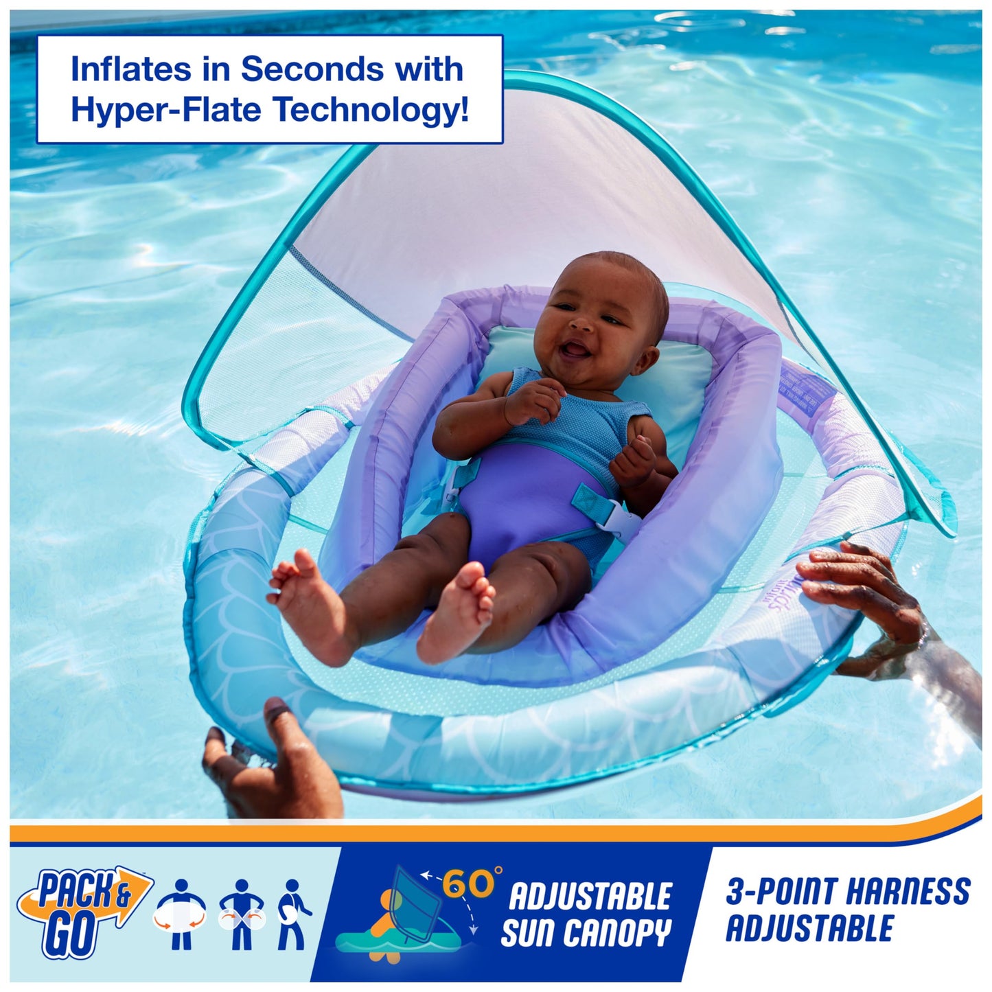 Swimways Infant Spring Float, Baby Pool Float with Canopy & UPF Protection, Swimming Pool Accessories for Kids 3-9 Months, Mermaid 🍁 All In One Marketplace Canada SwimWays