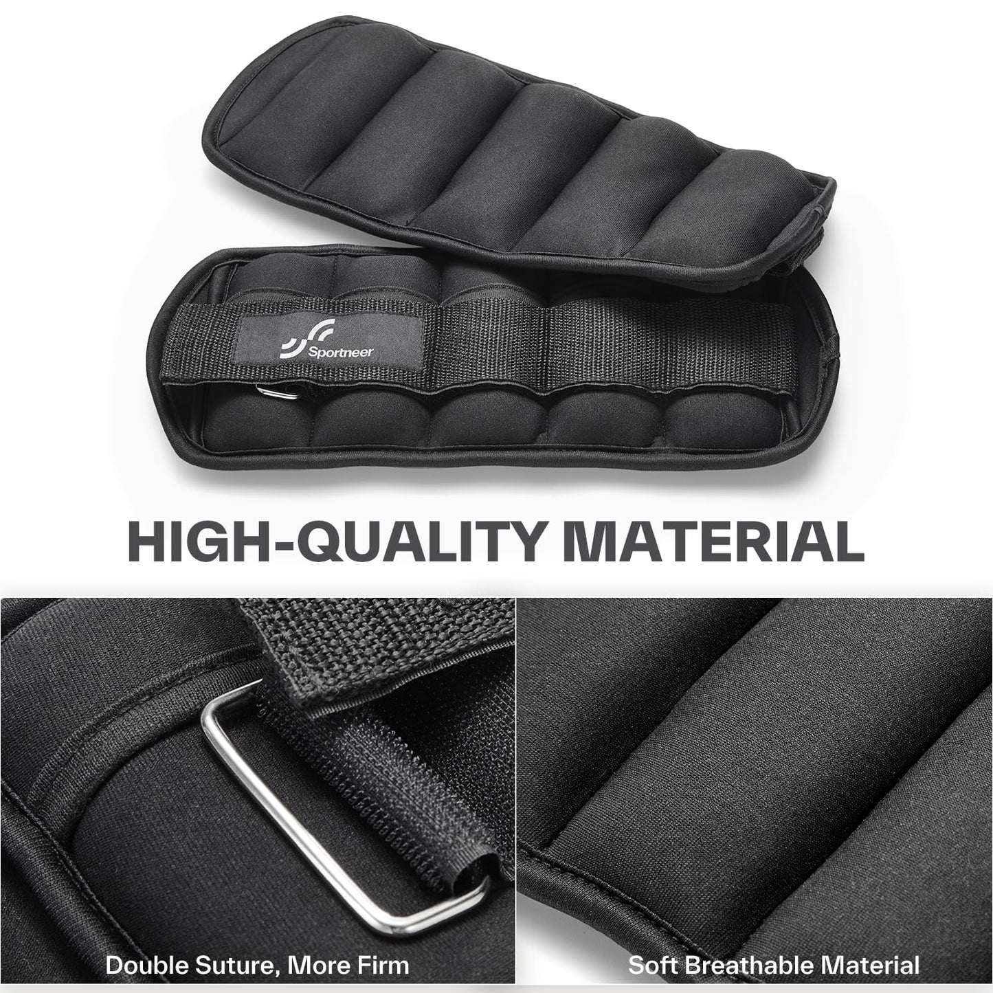 Sportneer Adjustable Ankle Weights 1 Pair 2 4 6 8 10 Lbs Leg Weight Straps for Women Men, Weighted Ankle Weights Set for Gym, Fitness, Workout, Walking, Jogging,1-5 lbs Each Ankle Weight, 1 Pair 2-10 lbs