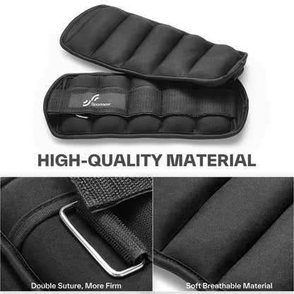 Sportneer Adjustable Ankle Weights 1 Pair 2 4 6 8 10 Lbs Leg Weight Straps for Women Men, Weighted Ankle Weights Set for Gym, Fitness, Workout, Walking, Jogging,1-5 lbs Each Ankle Weight, 1 Pair 2-10 lbs