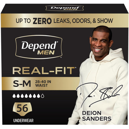 Depend Real Fit Adult Incontinence Underwear for Men, Maximum Absorbency, S/M, Black, 56 Count 🍁 All In One Marketplace Canada