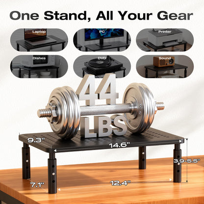 Canyora Computer Monitor Stand Riser for Desk, 3 Height Adjustable PC Laptop TV Desktop Monitor Stand Shelf, Metal Short Printer Table, Stand Riser for Desk, Office Desk Organizers and Accessories