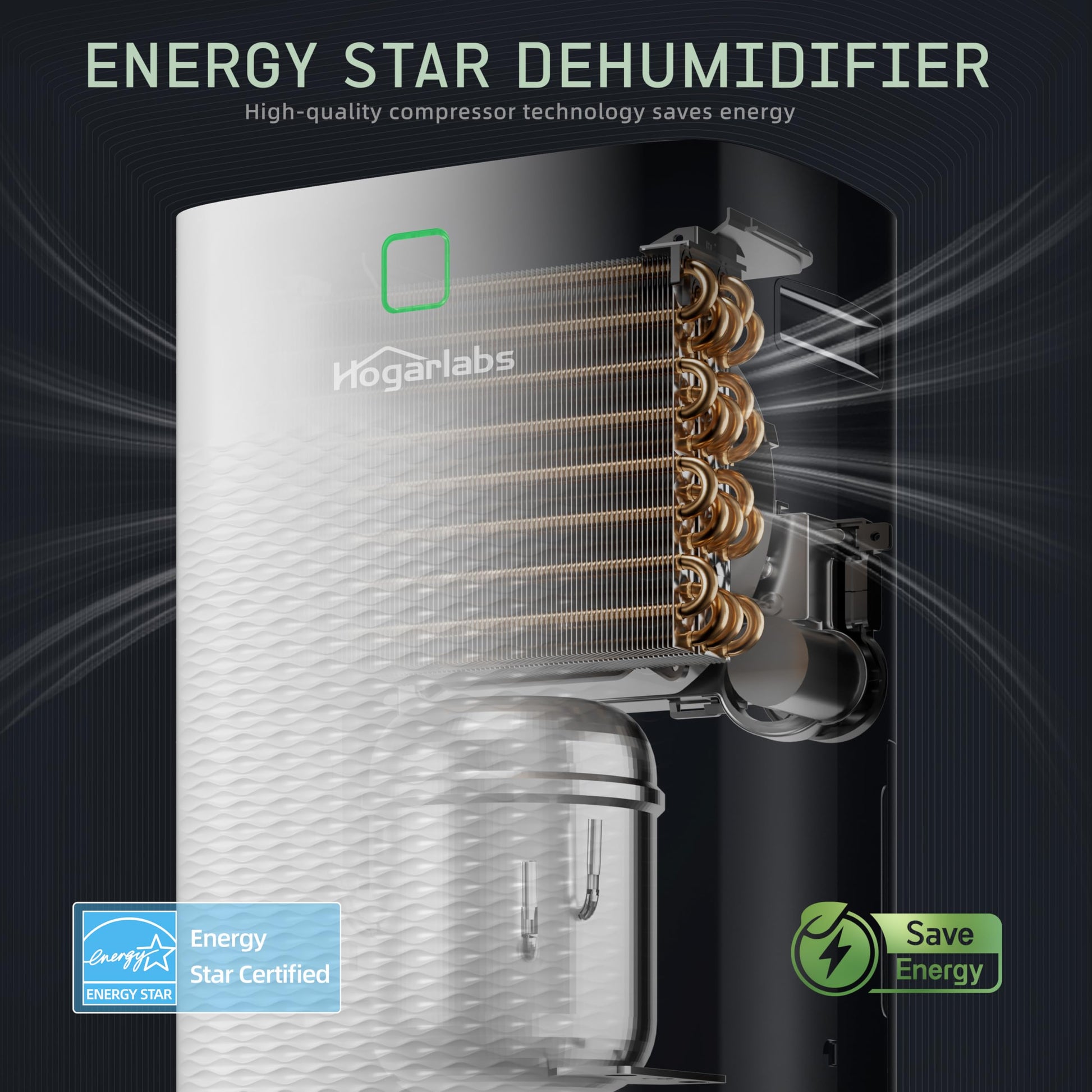 HOGARLABS 34 Pint Smart Dehumidifiers for Home and Basements, with 3 Working Modes, Overflow Protection, and Auto Shut off Restart. Ultra Silent Dehumidifier with Drain Hose and Digital Control Panel. - Available at All In One Marketplace Canada