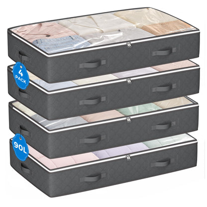 Budding Joy 90L Under Bed Storage Containers, Closet Organizers and Storage Bins, Foldable Underbed Storage Bags for Blankets, Towels, Comforter, Sweaters, Pillows, Linen Sheets, Wrapping Paper - Available at All In One Marketplace Canada