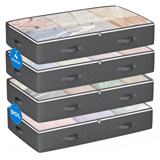 Budding Joy 90L Under Bed Storage Containers, Closet Organizers and Storage Bins, Foldable Underbed Storage Bags for Blankets, Towels, Comforter, Sweaters, Pillows, Linen Sheets, Wrapping Paper - Available at All In One Marketplace Canada