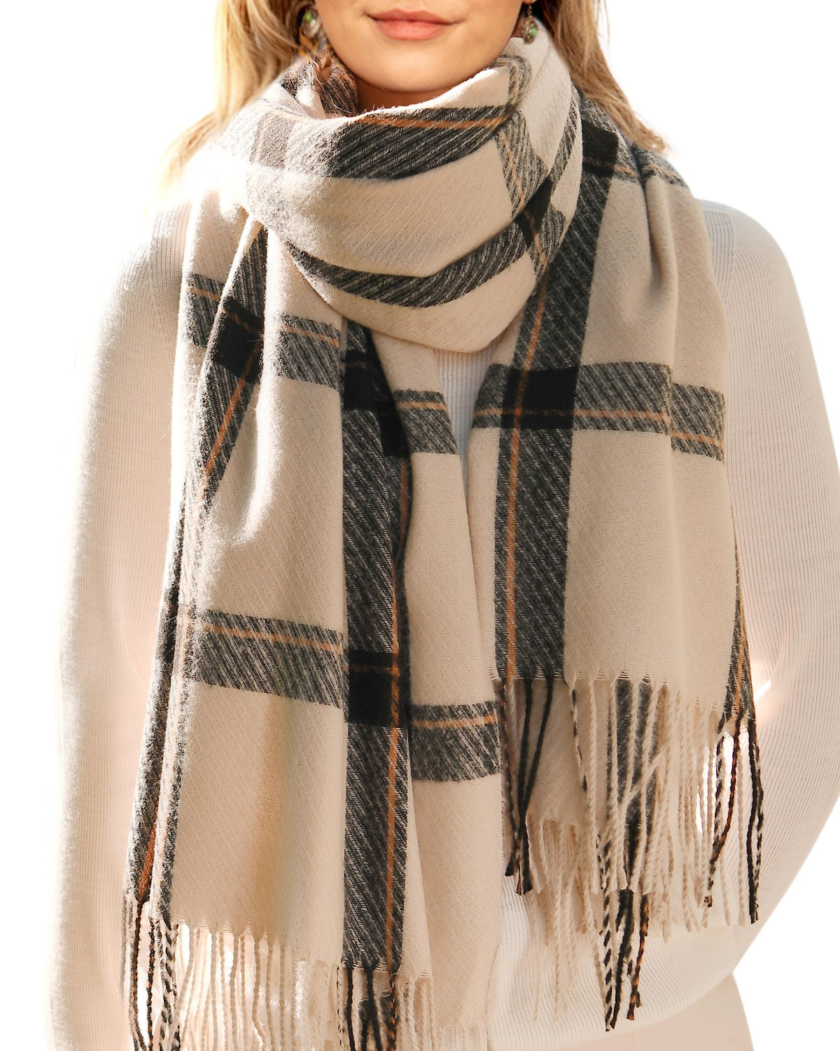 FURTALK Winter Scarf for Women Oversized Plaid Tassel Shawl Wrap 🍁 All In One Marketplace Canada