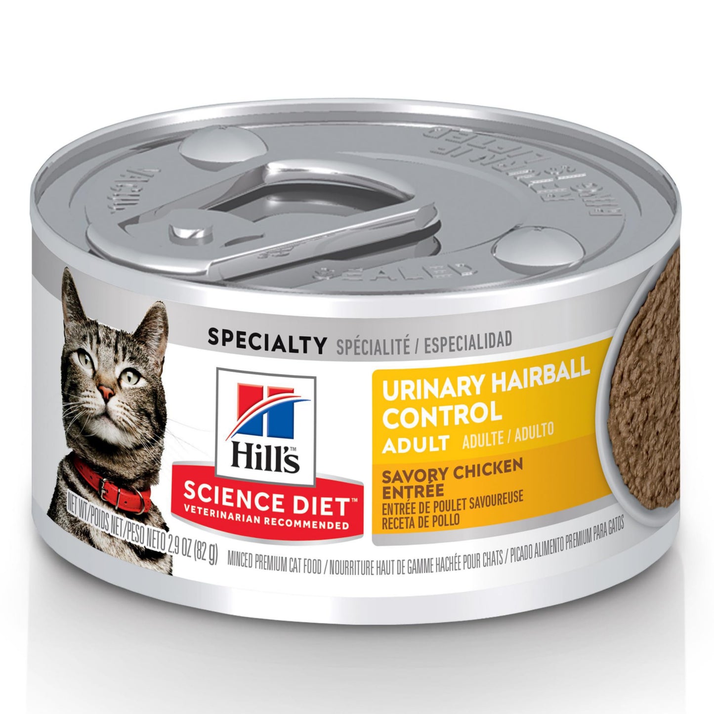 Hill's Science Diet Urinary Hariball Control, Adult 1-6, Urinary Track Health & Hairball Control Support, Wet Cat Food, Chicken Minced, 2.9 oz Can, Case of 24
