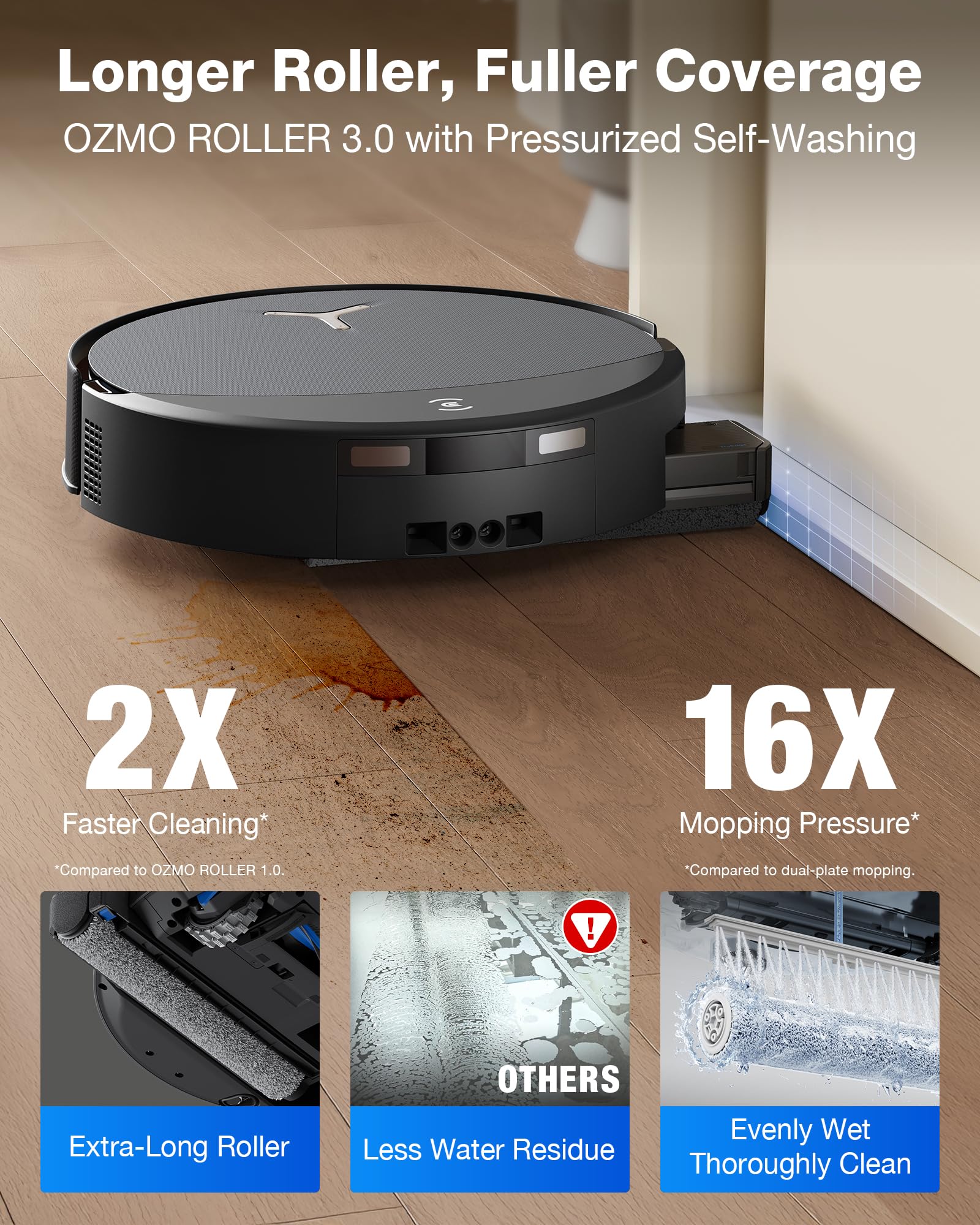 ECOVACS DEEBOT T90 PRO OMNI Robot Vacuum and Mop, 30,000Pa Suction, Instant Self-Cleaning OZMO Roller Mop, TruEdge Deep Edge Cleaning, ZeroTangle, Hot Water Wash & 145°F Air Dry, AI Obstacle Avoidance - Available at All In One Marketplace Canada