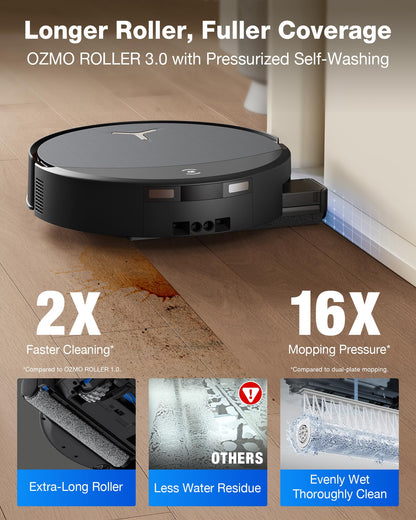 ECOVACS DEEBOT T90 PRO OMNI Robot Vacuum and Mop, 30,000Pa Suction, Instant Self-Cleaning OZMO Roller Mop, TruEdge Deep Edge Cleaning, ZeroTangle, Hot Water Wash & 145°F Air Dry, AI Obstacle Avoidance - Available at All In One Marketplace Canada