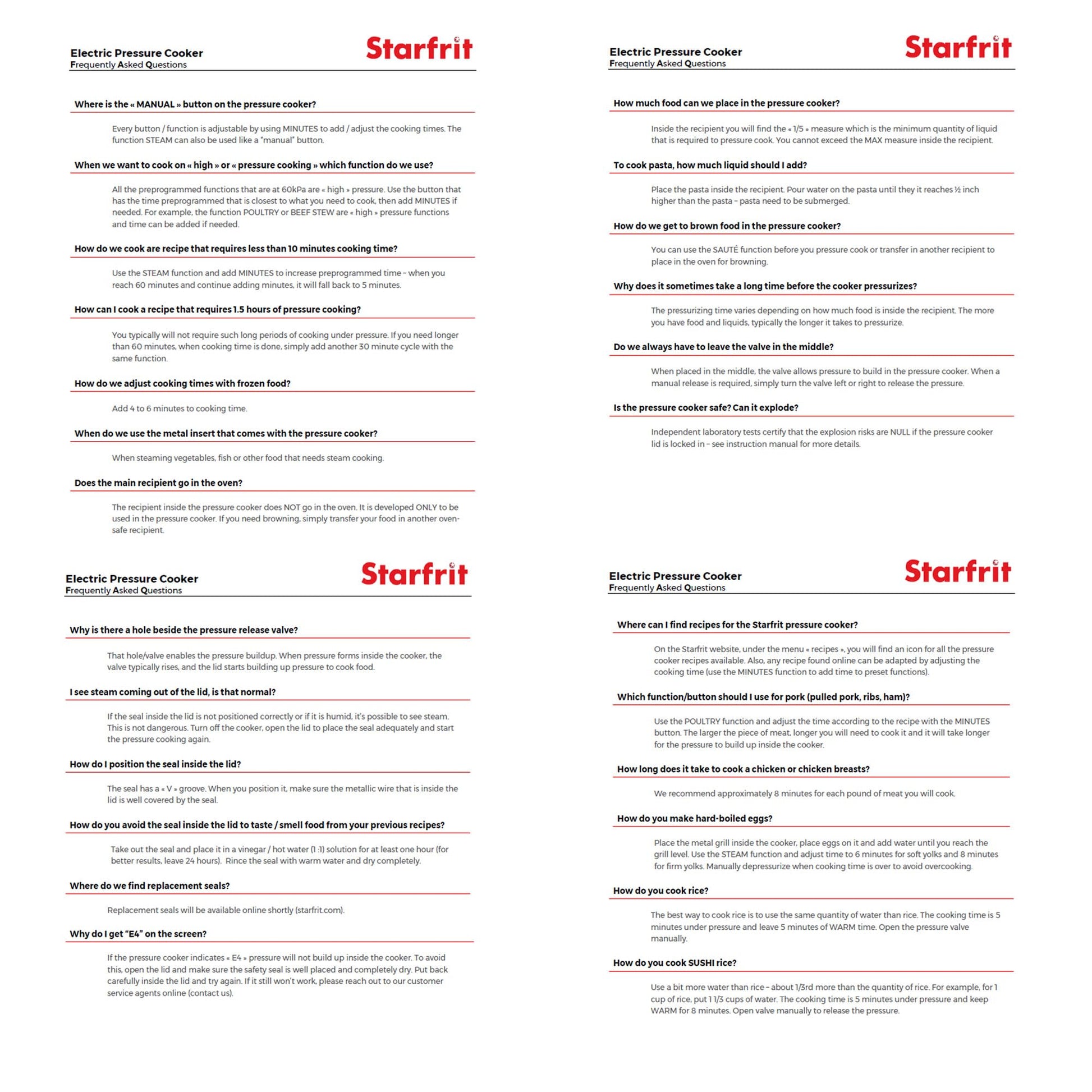 Starfrit Electric Pressure Cooker - 8L Capacity - Steam Tray, Measuring Cup & Spatula - 11 Preset Cooking Functions Starfrit