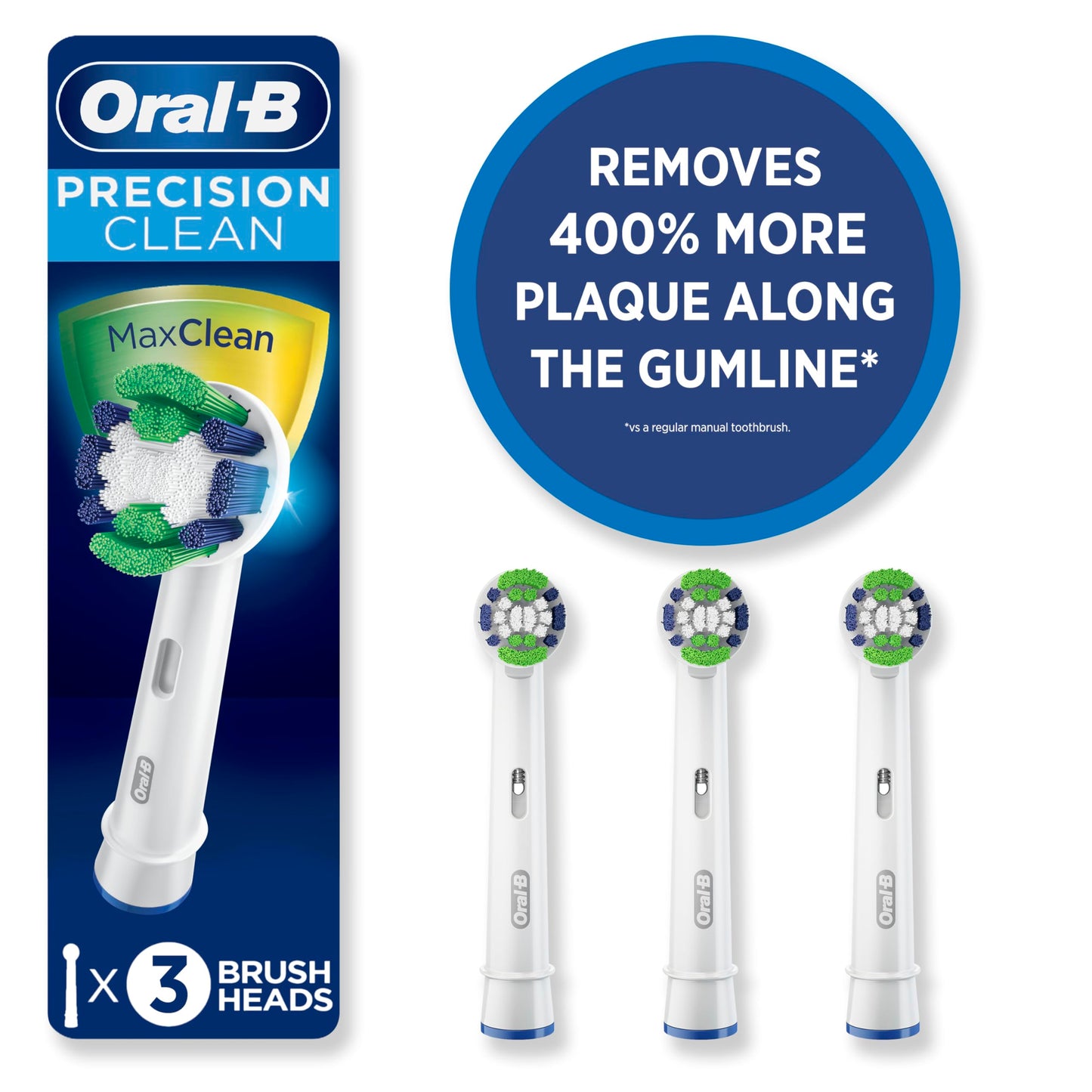 Oral-B Precision Clean Electric Toothbrush Replacement Brush Heads Refill, White, 3 Count