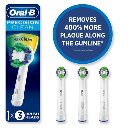 Oral-B Precision Clean Electric Toothbrush Replacement Brush Heads Refill, White, 3 Count