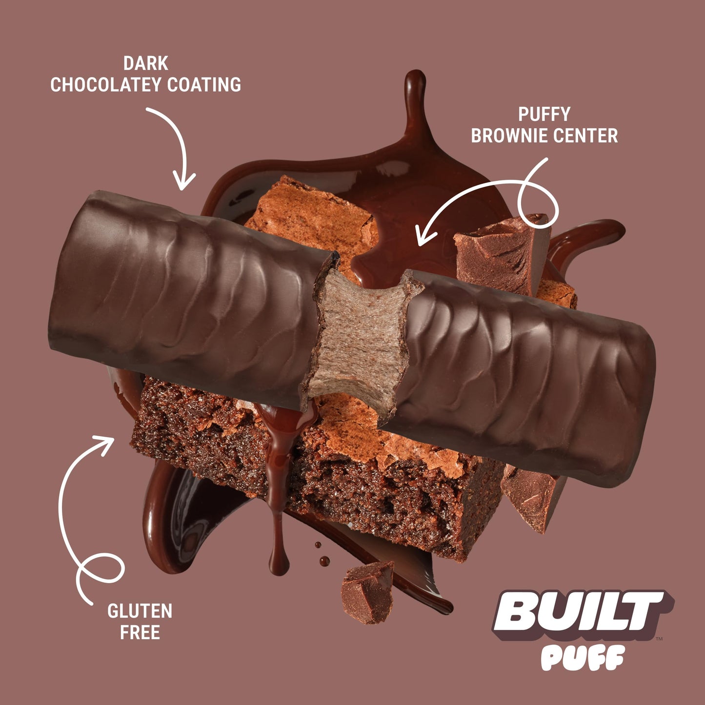Built Bar Puff Protein Bars – Brownie Batter Flavor, 12-Count Box