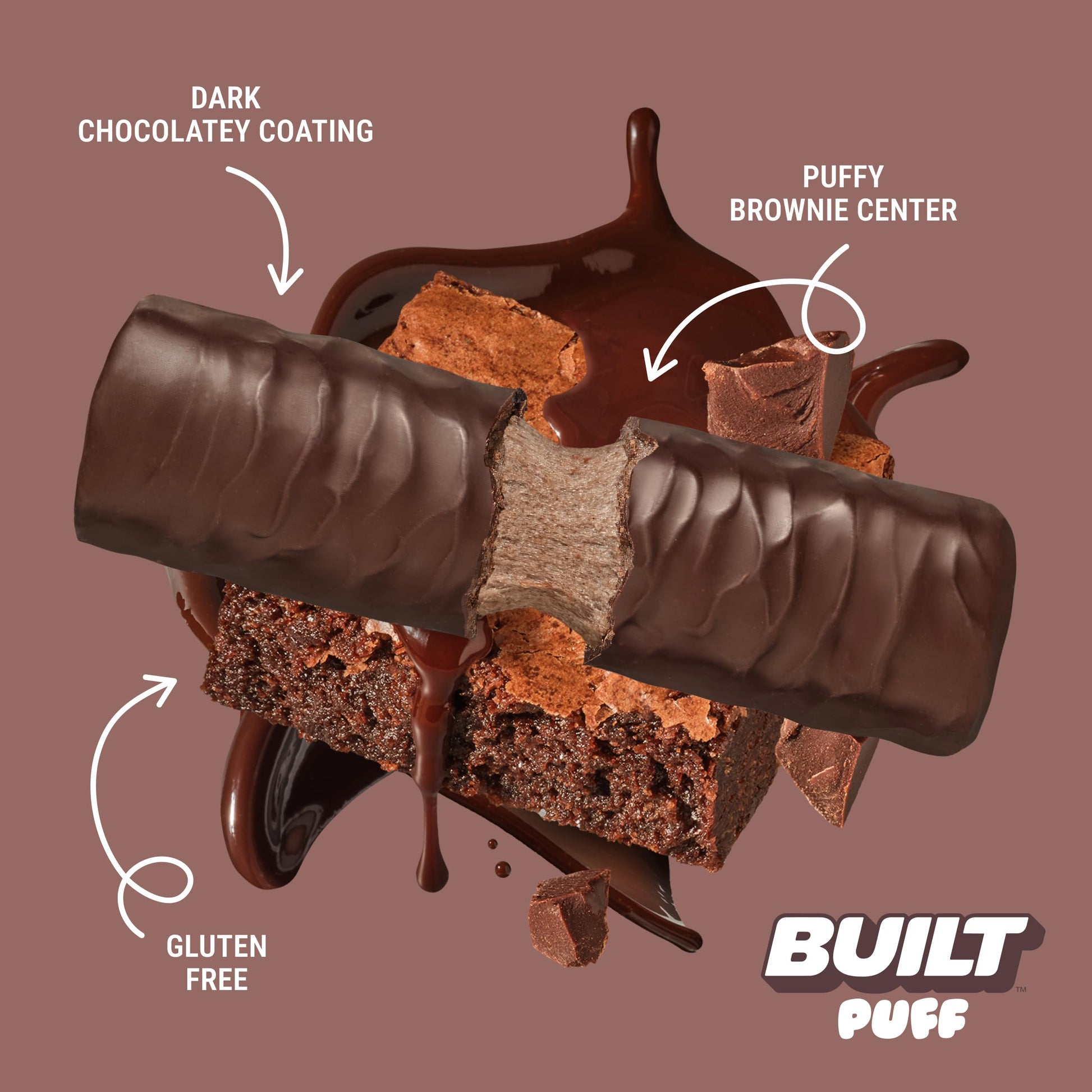 Built Bar Puff Protein Bars – Brownie Batter Flavor, 12-Count Box