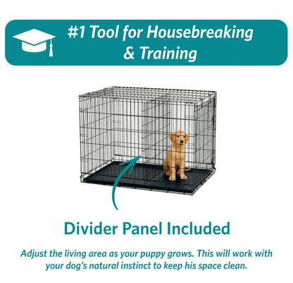 MidWest Homes for Pets 24-Inch iCrate for Small Breeds, 12-20 lbs, Double Door Folding Dog Crate with Divider Panel, Leak-Proof Tray & Secure Latches, Portable, Durable & Easy to Assemble