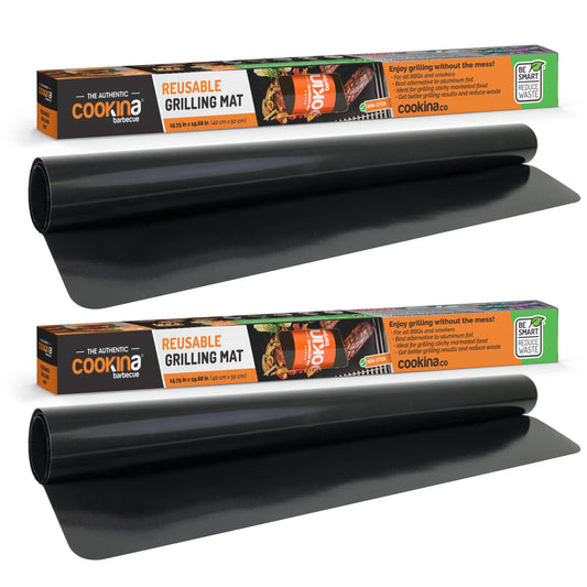 COOKINA BBQ Reusable Grill Mat (Pack of 2) - 100% Non-Stick, Easy to Clean Grilling Sheet for Smokers, as well as Gas, Charcoal and Electric Barbecues - Available at All In One Marketplace Canada