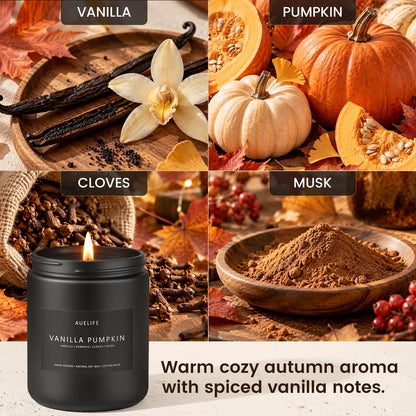 Auelife Fall Candle, Vanilla Pumpkin Scented for Home, Soy Wax 🍁 All In One Marketplace Canada