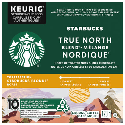 Starbucks True North Blonde Light Roast Coffee K-Cup Pods - 60 Count (6 Boxes)