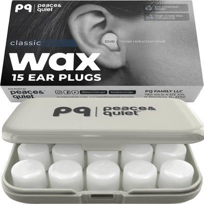 PQ Wax Ear Plugs for Sleep - 15 Silicone Wax Earplugs for Sleeping and Swimming, Gel Ear Plugs for Noise Cancelling & Ear Protection, Sleeping Earplugs with Sound Blocking Level of 32 Db (15 Pillows) - Available at All In One Marketplace Canada