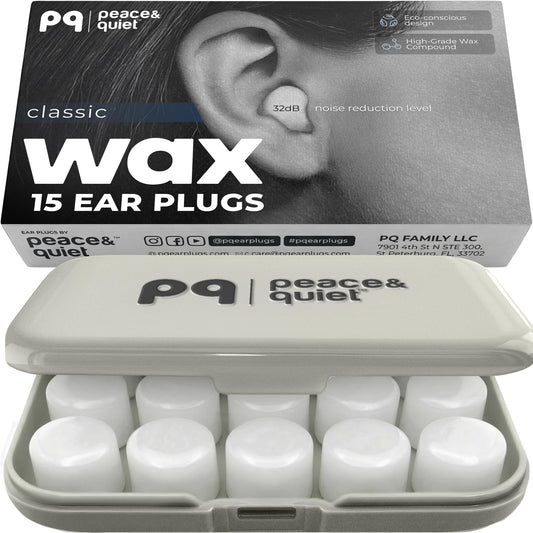 PQ Wax Ear Plugs for Sleep - 15 Silicone Wax Earplugs for Sleeping and Swimming, Gel Ear Plugs for Noise Cancelling & Ear Protection, Sleeping Earplugs with Sound Blocking Level of 32 Db (15 Pillows) - Available at All In One Marketplace Canada