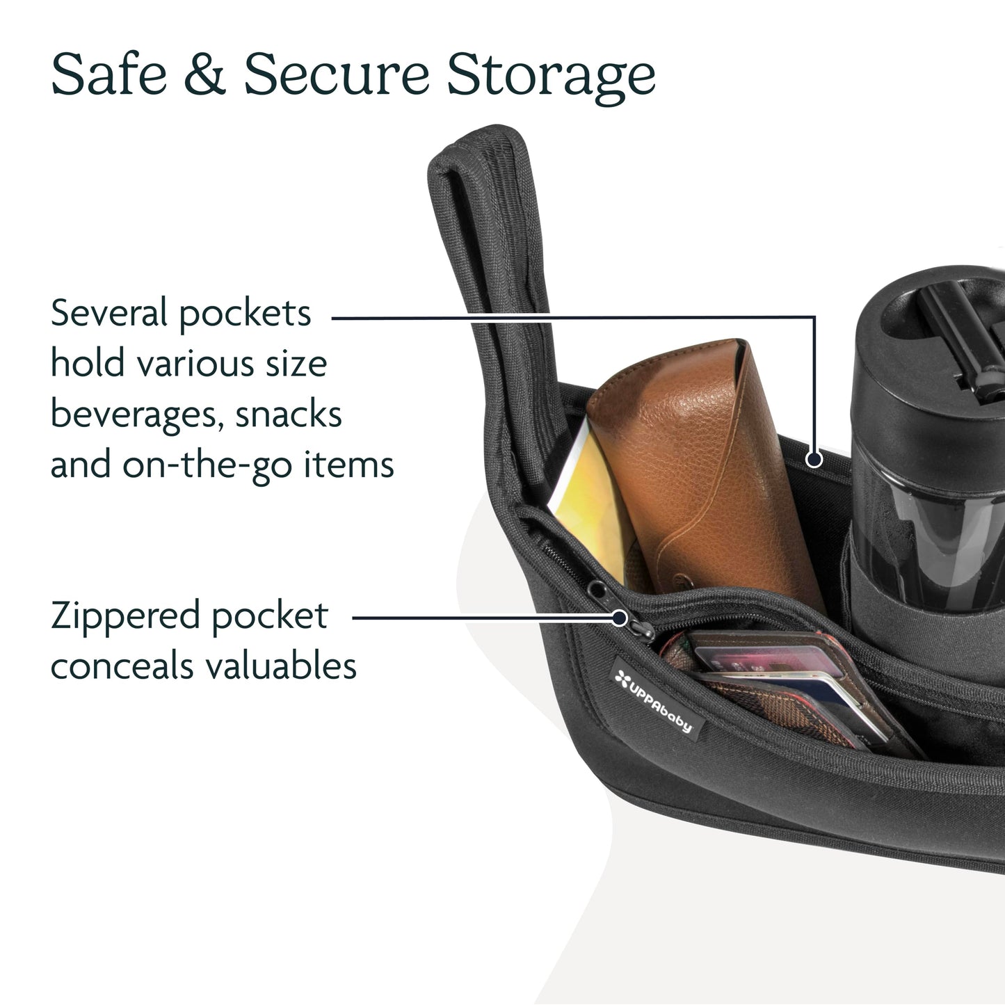 UPPAbaby Carry-All Parent Organizer/Fits on Vista, Cruz, Minu, Minu Duo, G-Series Strollers/Secure Zippered Pocket + Beverage Compartments UPPAbaby