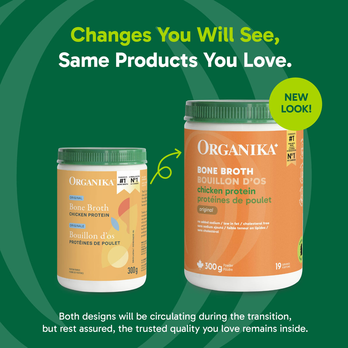 Organika Canadian-Made Chicken Bone Broth Powder 300g - 15g Protein/Serving