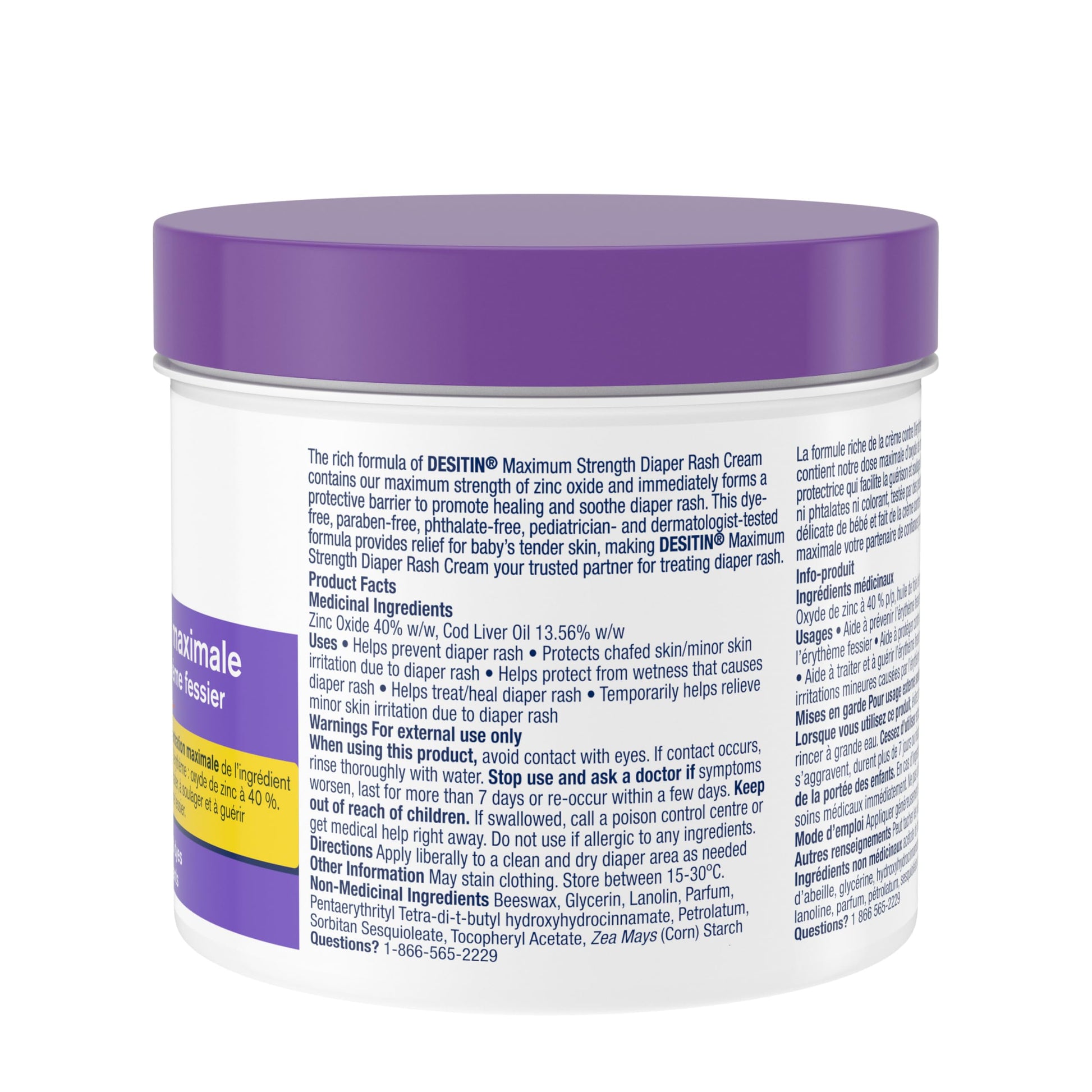 Desitin Maximum Strength Diaper Rash Cream, 40% Zinc Oxide Cream, for Immediate Relief, Dermatologist and Pediatrician Tested, Helps Heal, 454g