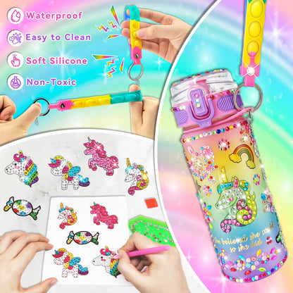 Decorate Your Own Water Bottle Craft Kit for Girls 5-12 Years Old - Unicorn Toys, Arts and Crafts Gift ideas for kids Birthday, Christmas 🍁 All In One Marketplace Canada