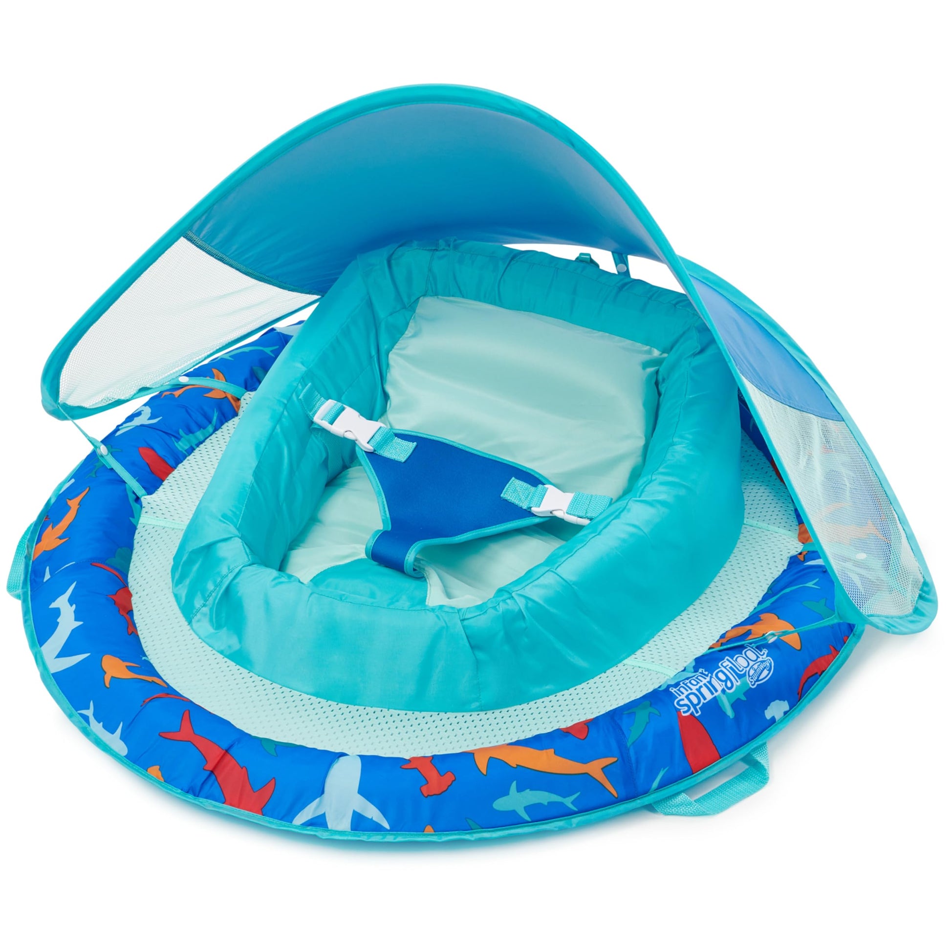 Swimways Infant Spring Float, Baby Pool Float with Canopy & UPF Protection, Swimming Pool Accessories for Kids 3-9 Months, Shark 🍁 All In One Marketplace Canada SwimWays