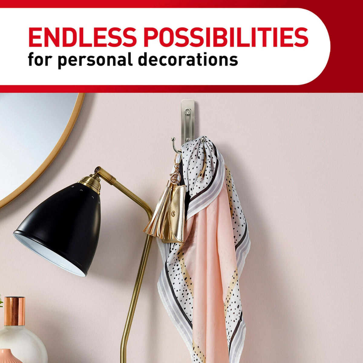 Command Large Wall Hooks, Damage Free Hanging Wall Hooks with Adhesive Strips, No Tools Double Wall Hooks for Hanging Christmas Decorations, 2 Satin Brass Plastic Hooks and 2 Command Strips 🍁 All In One Marketplace Canada