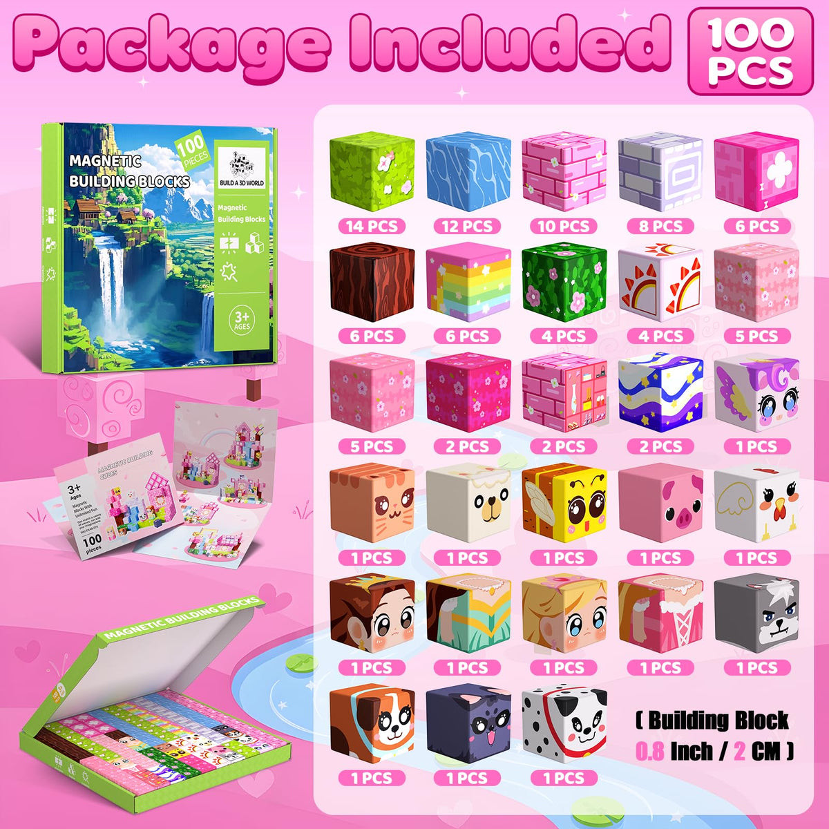 SSAWER Magnetic Blocks, 100PCS Toys Building Blocks Cubes Gifts for Girls 🍁 All In One Marketplace Canada