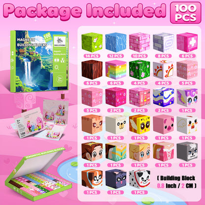 SSAWER Magnetic Blocks, 100PCS Toys Building Blocks Cubes Gifts for Girls 🍁 All In One Marketplace Canada