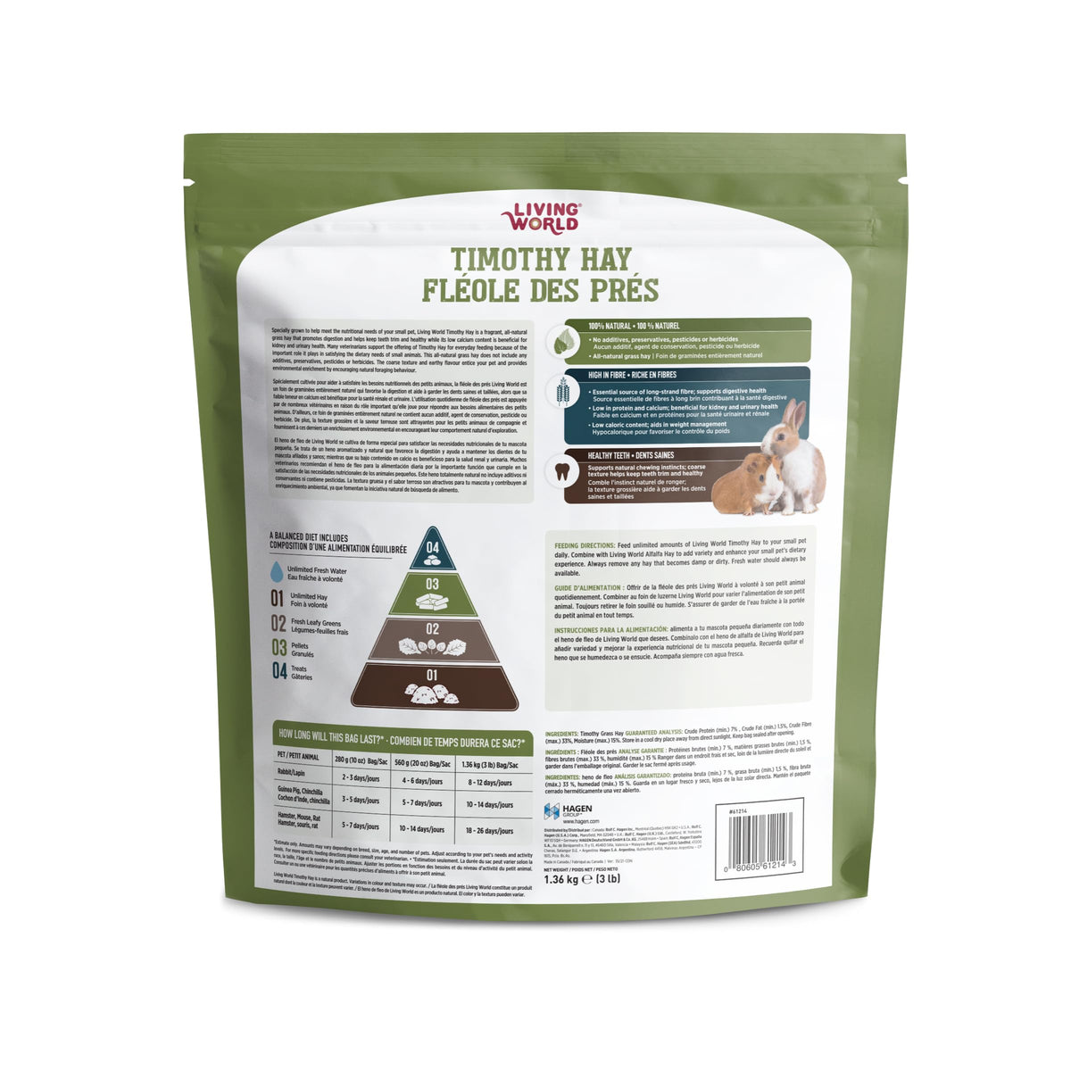 Living World Canadian Timothy Hay - 1.36kg (48 oz)