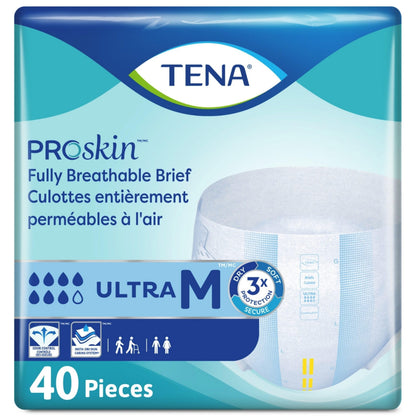TENA Proskin Ultra Absorbency Incontinence Briefs, Unisex, Medium, 40 ct TENA