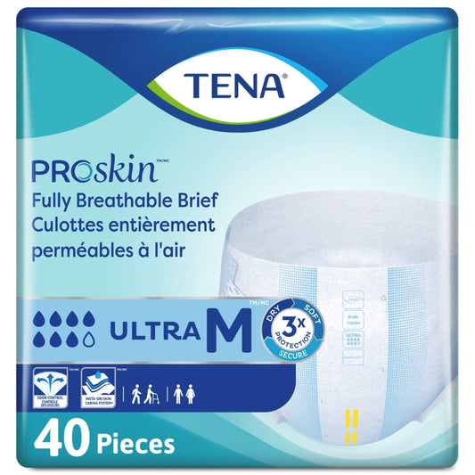TENA Proskin Ultra Absorbency Incontinence Briefs, Unisex, Medium, 40 ct TENA
