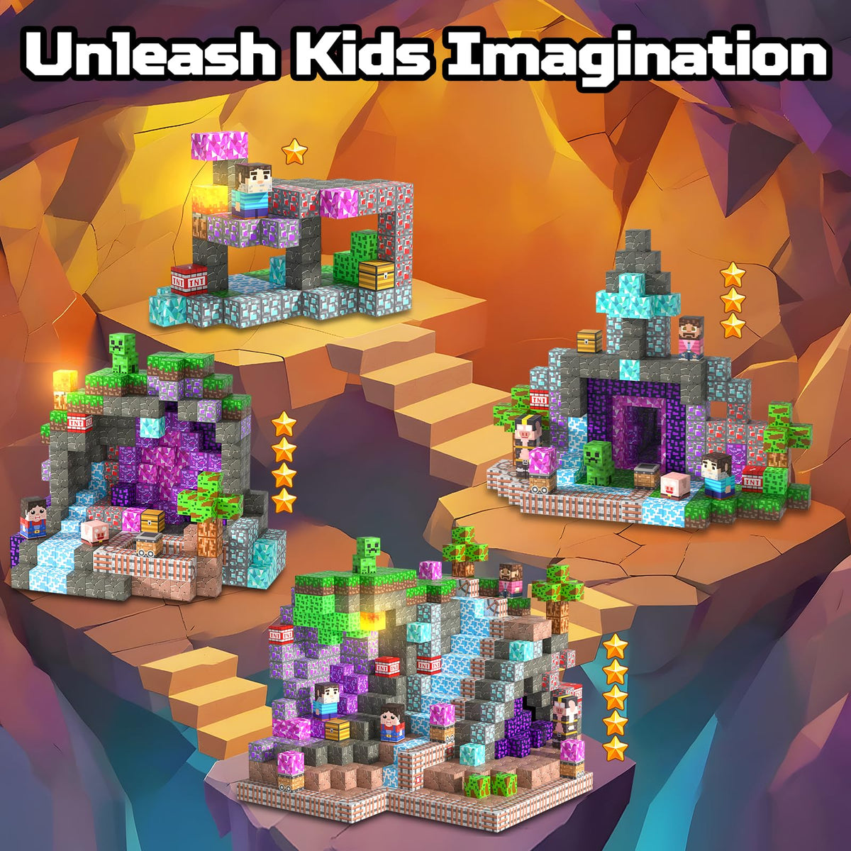 SSAWER Magnetic Blocks, 150PCS Light Up Building Cube Toys Gifts for Kids 🍁 All In One Marketplace Canada