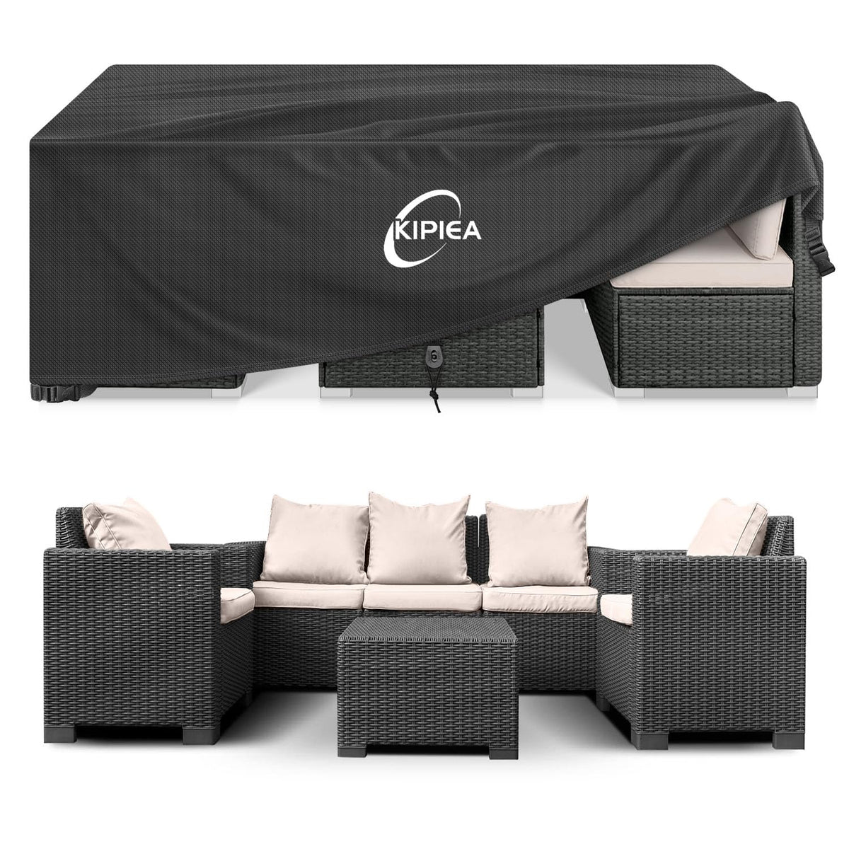 Kipiea Patio Furniture Covers Waterproof Winter, 420D Outdoor Furniture Set Covers, Heavy-Duty Patio Table Covers, No Tears Anti UV No Fading (95" L x 72" W x 40" H) 🍁 All In One Marketplace Canada